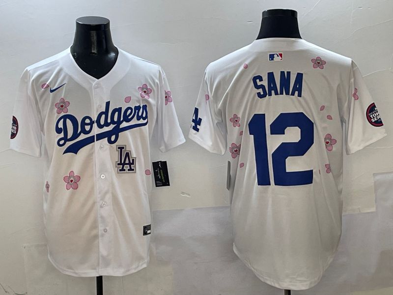 Men Los Angeles Dodgers #12 Sana White Sakura Edition 2025 Nike MLB Jersey style 9->los angeles dodgers->MLB Jersey